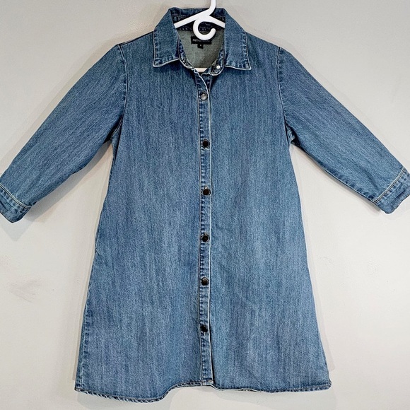 PrettyLittleThing Button Down Denim Shirt Dress Sz. 4 - Picture 3 of 9